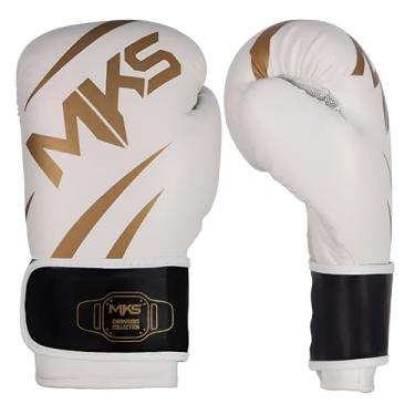 Imagem de Luva de Boxe Muay Thai Champions III Branco e Dourado MKS Combat (12oz)