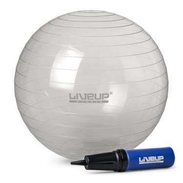 Imagem de Bola de Pilates 65cm Transparente + Inflador Dupla Ação Liveup