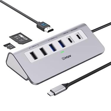 Imagem de Hub USB C, intpw 9 em 1 USB-C com HDMI 4K, PD 100W, USB-C e 2 USB A 3.0 5Gbps, 2 USB A 2.0, Leitor de Cartão SD/TF, Hub USB Tipo C para laptop MacBook Air/Pro iPad