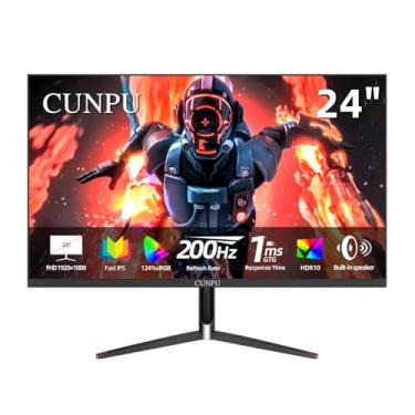 Imagem de CUNPU Monitor de jogos de 24 polegadas 1080p 200Hz, painel FHD Fast IPS, monitor de computador 124% sRGB 1ms HDR Zero-Frame, alto-falante embutido, HDMI 2.1, DisplayPort 1.4, FreeSync e G-Sync