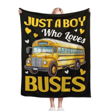 Imagem de Cobertor de outono de ônibus para presente de pelúcia leve e confortável, cobertor de flanela super macio, decoração de casa perfeita para cama, sofá, cadeira, sala de estar, 101,6 cm x 127 cm para