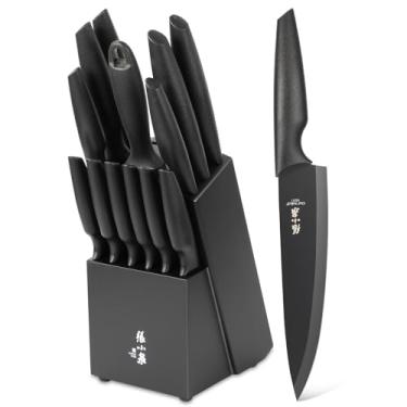 Imagem de ZHANG XIAO QUAN SINCE 1628 Conjunto De 15 Facas Cozinha Com Faca Aço Para Afiar, Cabo Ergonômico E Lavável Na Máquina Lavar Louça (Preto)