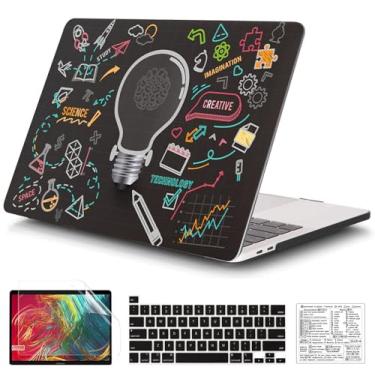 Imagem de QCzyc Capa rígida de plástico compatível com MacBook Pro de 13 polegadas M2/M1 2025 2022-2017 A2338 A2289 A2251 A2159 A1989 A1706 A1708 capa rígida de plástico e adesivo de teclado Mac OS (lâmpada