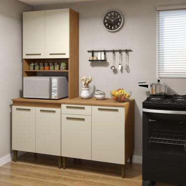Imagem de Cozinha Completa Niterói 6 Portas 1 Gaveta Kaiki Móveis Nature Com Off White
