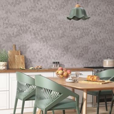 Imagem de Stickyart Papel de parede de tecido de feltro cinza, papel de parede de veludo luxuoso, removível, macio, flocagem, papel de parede autoadesivo, de veludo cinza, para prateleira de forro, paredes de