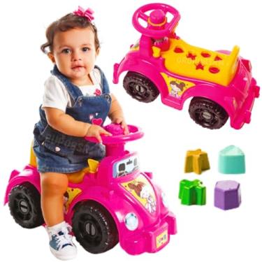 Imagem de Triciclo Carrinho de passeio Andador para Bebê Diversos Modelos Confortáveis Seguro com acessórios removiveis Cestinha Buzina presente criança 1 ano menino menina 12 meses (Andador Rosa)
