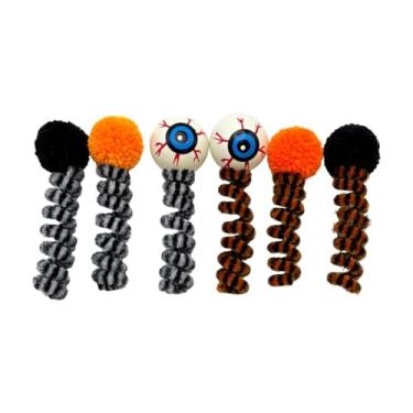 Imagem de Baoblaze Brinquedos de mola para gatos de Halloween, brinquedos interativos, decorativos e multifuncionais para morder, decoração de desenho animado para sala, 6 Peças