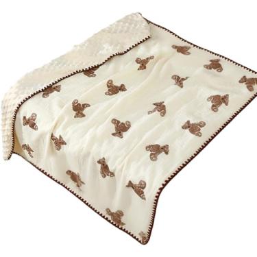Imagem de Cobertor de urso para bebê, 99 x 99 cm, macio e confortável, edredom de berço lavável na máquina para crianças, meninos, meninas, recém-nascidos, cobertores