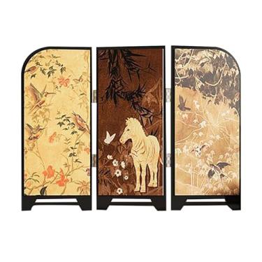 Imagem de MotiveTech Decorativo, Ornamento, Decoração Estética de Mesa Oriental, Divisória de Ambiente de 3 Partes para Quarto, Escritório, Prateleira, Decoração de, Cavalo, Tamanho real