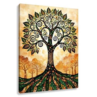 Imagem de Árvore da Vida Arte de Parede Impressão em Tela Harmonia da Vida Fotos de Decoração Pintura Laranja Quente Verde Natureza Espiritual 75x100cmx1