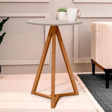 Imagem de Mesa de Canto Palmas Off White/Nature - Pnr Móveis, Bege