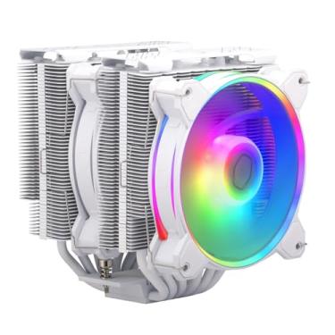 Imagem de Cooler Master Hyper 622 Halo Black Dual Tower CPU Air Cooler, ventoinha PWM de 120 Halo², ARGB de loop duplo, 6 tubos de calor de cobre, niquelado, 154 mm de altura