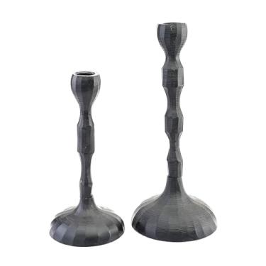 Imagem de Perilla Home Conjunto de 2 castiçais de metal - Velas cônicas para decoração de casa, mesa de jantar, decoração de casa, castiçais - Suporte de vela preto (conjunto de 2) Tamanho de vela de 26,7 cm