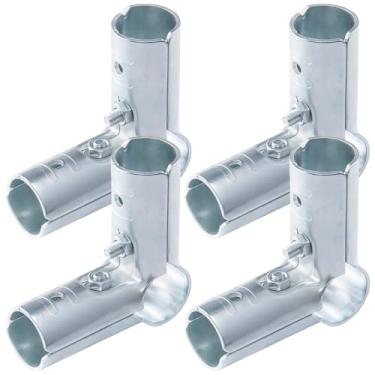 Imagem de 4 braçadeiras de tubo de 90 graus, conectores de tubo estrutural, juntas de cotovelo de três vias para tubos de 2,5 cm, acessórios de tubulação galvanizados resistentes à ferrugem para prateleiras e