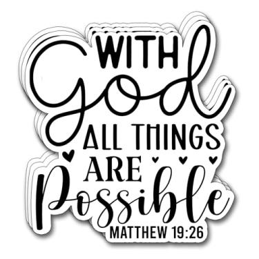 Imagem de Adesivo com Deus Todas as Coisas São Possíveis Adesivos Cristãos Inspiradores Decoram Livros Laptop Telefone Garrafas de Água Kindles Tumbler Adesivos de Vinil À Prova D'Água 7,28 x 7,5 cm