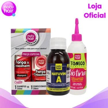 Imagem de Kit Shampoo + Condicionador Força e Crescimento + Tônico de biotina + 