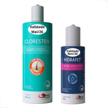 Imagem de Kit Shampoo Cloresten 500ml e Hidrapet Creme 100g Agener Cães e Gatos 