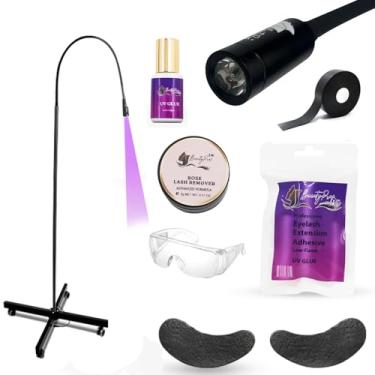 Imagem de BeautyPros Lâmpada UV para cílios com rodas – luz de cura em gel com controle de pedal – pescoço de ganso ajustável para artistas de cílios, tecnologia de unhas, estúdios de maquiagem (rolo preto)