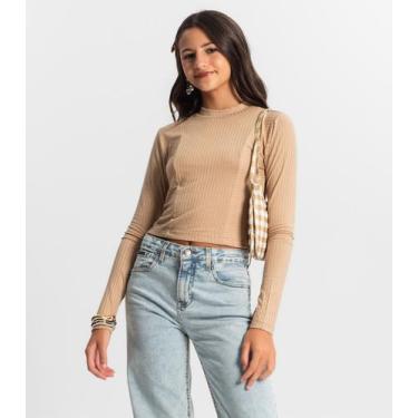 Imagem de Blusa Cropped Juvenil Feminina Gola Alta Minty Marrom, 14, Marrom