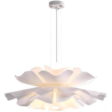 Imagem de LIGHTLAND Luminária pendente de flor acrílica de 2 luzes, luz de suspensão criativa minimalista moderna com linha de suspensão ajustável, lustre de lâmpada pendente para sala de estar, sala de jantar