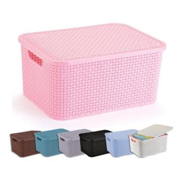 Imagem de Cesto Eco Organizador Rattan Médio Com Tampa - Nitron, Rosa