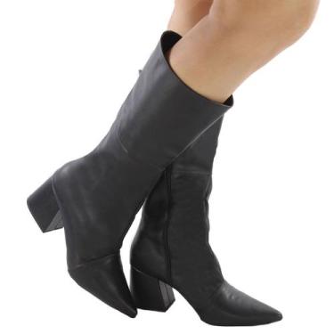 Imagem de Bota Feminina Salto 6cm Bloco Preto Cano Alto EM NAPA ER231 - Emília R