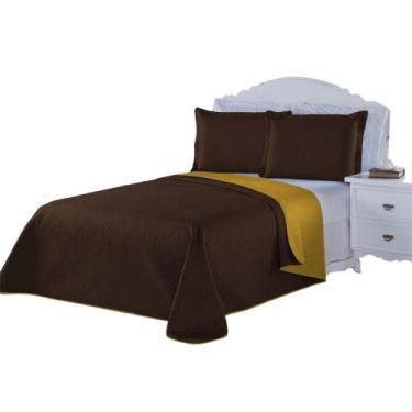 Imagem de Cobre Leito Dupla Face Casal Queen Tabaco Em Oferta Dueto - ENTROU COM