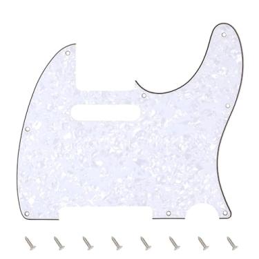 Imagem de Banworks 4 Ply Tele Pickguard 8 furos para guitarra elétrica Pickguard placa para USA/Mexican Fender Modern Style Standard Tele Telecaster JT/HB-03 White Pearl