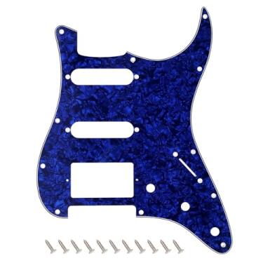 Imagem de Banworks 4 Ply Strat HSS Pickguard 11 furos para guitarra elétrica Pickguard SSH placa para arranhão EUA/Mexicano estilo moderno padrão Stratocaster ST JT/HB-02 azul pérola