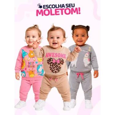 Imagem de Kit Sortido 4 Peças Moletom Roupa De Bebê Menina Infantil Inverno 2 Ca
