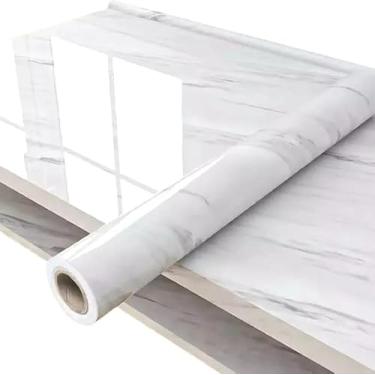 Imagem de Papel de Parede Mármore Adesivo Cinza, 5m x 60cm, PVC, Impermeável, Prefeito para Móveis e Paredes