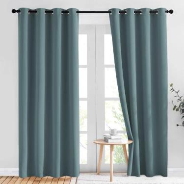 Imagem de Cortinas NICETOWN Blackout Azul acinzentado W132cm x L213cm 2 painéis