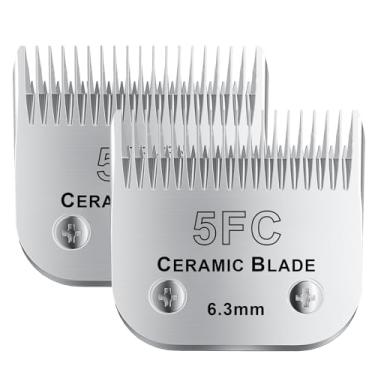 Imagem de colorski Lâmina de cerâmica destacável para cães de estimação 5FC, compatível com Andis Size 5FC, comprimento de corte 1/4" (6,3 mm), compatível com cortadores de cachorro andis/wahl/Oster 2 peças
