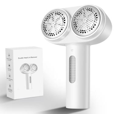 Imagem de HANDZEE Barbeador de tecido elétrico, removedor de fiapos profissional, removedor de fiapos elétrico de cabeça dupla 2000 mAh, velocidade ajustável de 2ª marcha, removedor de comprimidos de 6 lâminas