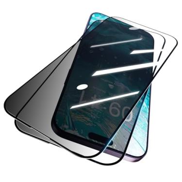 Imagem de YOUULAR [Pacote com 2 protetores de tela de privacidade para filme de vidro temperado Realme 14 Pro 5G, antiespião, acabamento brilhante, resistente a arranhões, alta sensibilidade, preto