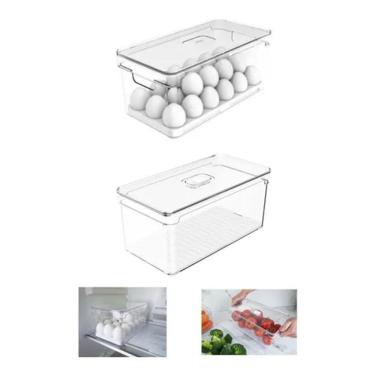 Imagem de 2 Organizadores De Geladeira Porta Ovos E Porta Legumes 5L