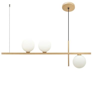 Imagem de Pendente Lustre Sala Jabuticaba 3 Globos Vidro12Cm Champagne