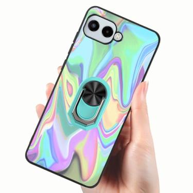 Imagem de Tuxiwei Capa de borracha macia para T-Mobile REVVL 8 5G, capa TPU T-Mobile Revvl 8 com anel de metal integrado suporte de dedo [suporte magnético para carro] mãos livres | arte multicolorida impressa