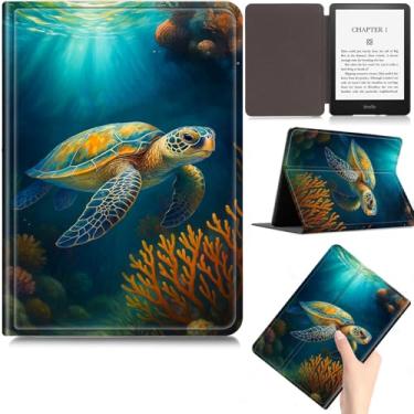 Imagem de Capa para Kindle de 6 polegadas (versão de 11ª geração 2024-2022), capa fina de couro PU leve com hibernar/despertar automático e suporte multi-ângulo capa antiqueda para Kindle 11ª/12ª geração