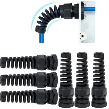 Imagem de Aandxmok Pacote com 10 prensa-cabos de nylon preto, rosca NPT 1/5.1 cm, feito de material PA66, alta resistência ao desgaste e resistência química (preto, NPT 3/10.2 cm mola (6 peças))