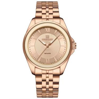 Imagem de Relógio redondo feminino design simples em aço inoxidável 3atm