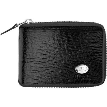 Imagem de Carteira Masculina Couro Mitty Zíper M1Z Media, Preto