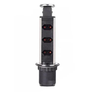 Imagem de Torre De Tomada Retrátil Multiplug Embutir Mesa Granito Inox - Kazalin