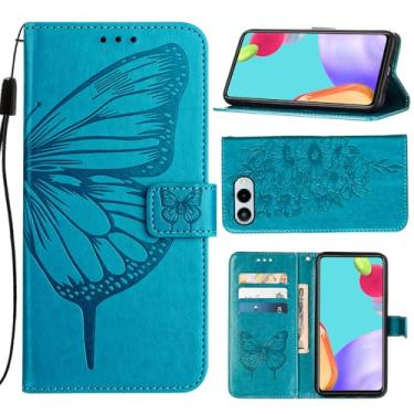 Imagem de Covthch Capa carteira T-Mobile REVVL 8, capa de telefone T-Mobile REVVL 8, suporte de couro com fivela magnética com suporte para cartão, capa de proteção flip de couro PU com suporte - azul