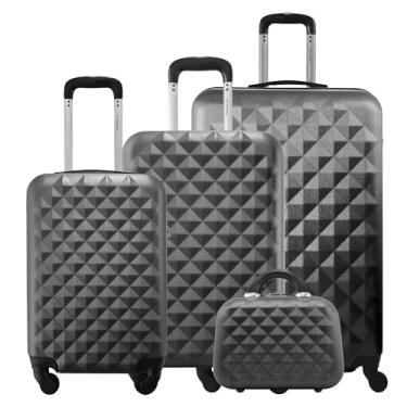 Imagem de Kit 3 Malas Rígidas de ABS 360° 10kg 23kg e 32kg com Cadeado Gladiador Diamond D1C3 com Frasqueira (Grafite)