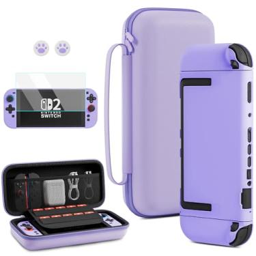 Imagem de RHOTALL Purple Carrying Case for Nintendo Switch 2 (2025) 7.9 Inch, Protective Portable Travel Carry Case with 10 Game Card Slots, Hard Shell Cover for Switch 2,Screen Protector,2 Thumb Caps