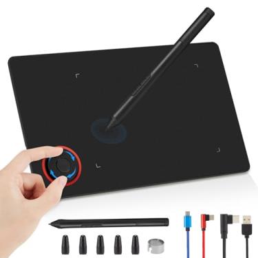 Imagem de IMAGE Tablet de desenho gráfico portátil de 21 x 13 cm com caneta sem bateria de 8.192 níveis e 1 círculo mágico com 4 teclas de atalho, compatível com Windows/Mac/Android para pintura, design e