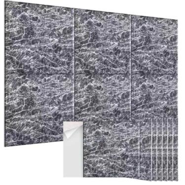 Imagem de EVENRISING Painéis de parede acústicos pacote com 6, painéis à prova de som de arte decorativa de 61 cm x 61 cm, painel autoadesivo de absorção de som, tratamento acústico para estúdio, home theater