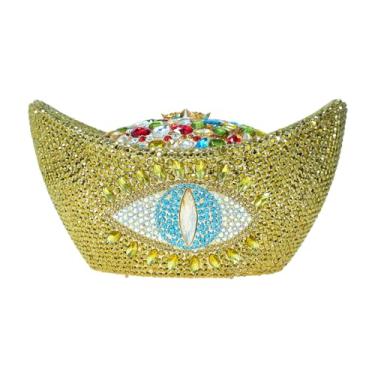 Imagem de Novidade dourada em forma de lingote para noite bolsa feminina de cristal decoração de festa bolsa de formatura, Ouro 2