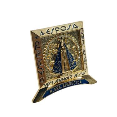 Imagem de Enfeite Quadrinho de Mesa Nicho Nossa Senhora Aparecida Dourado - FORN